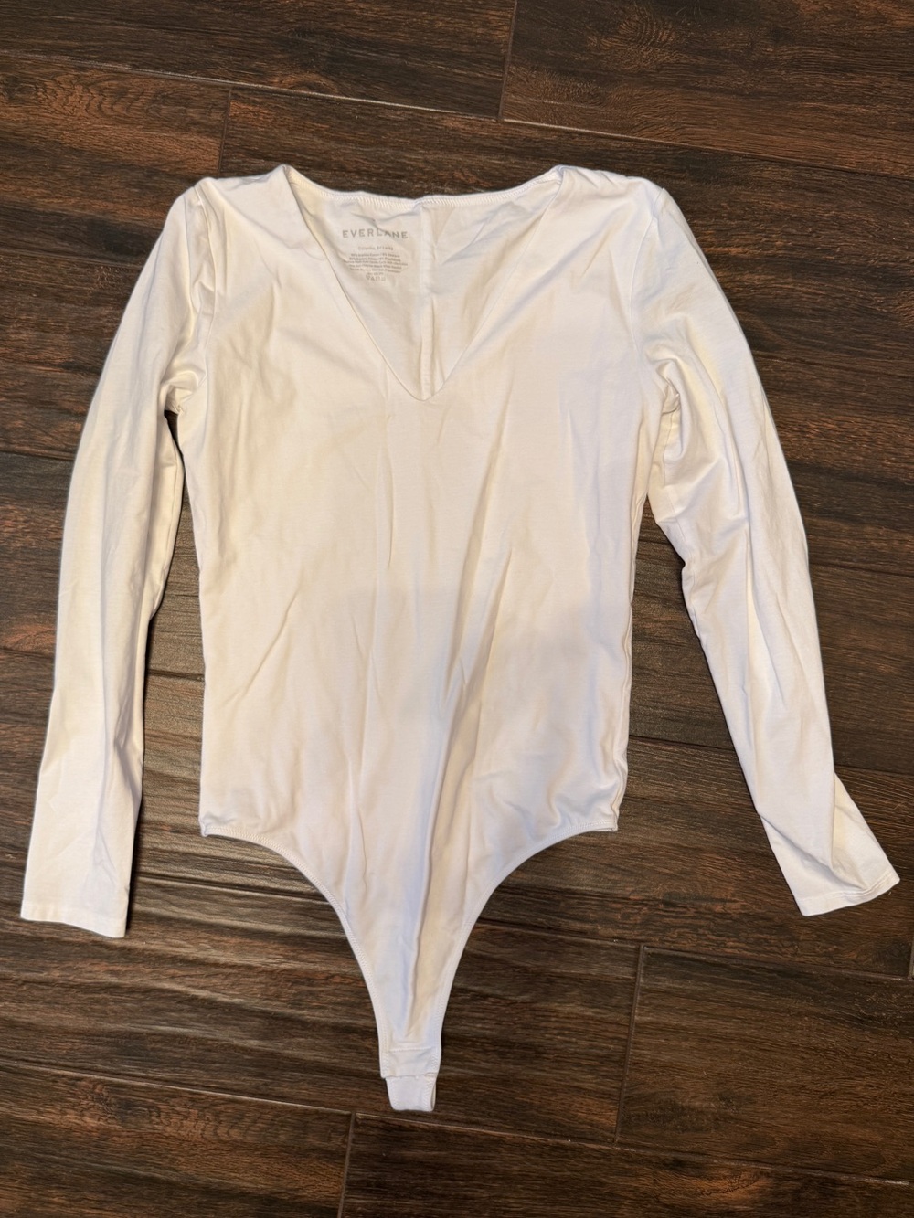 Everlane White Long Sleeve Bodysuit Size Medium Never Worn Capsule Wardrobe